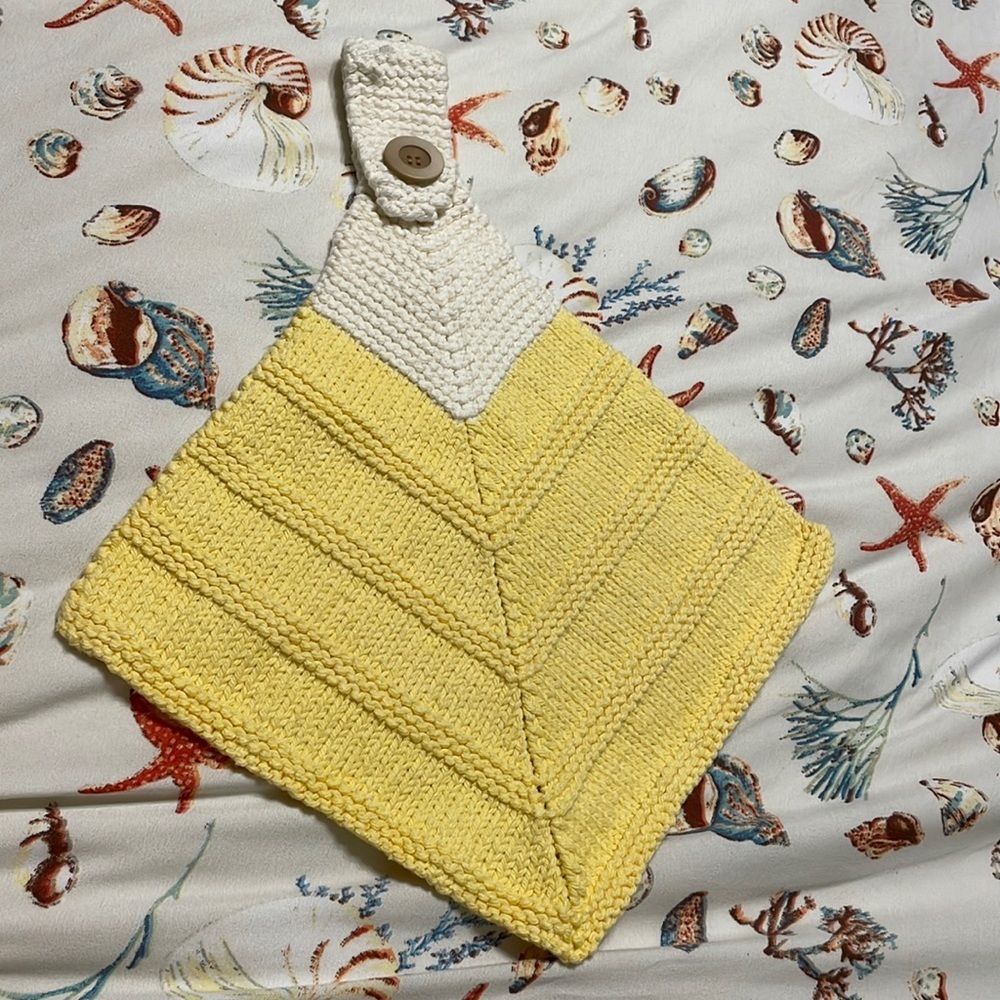 Crocheted Yellow Kitchen Hand  Towel
